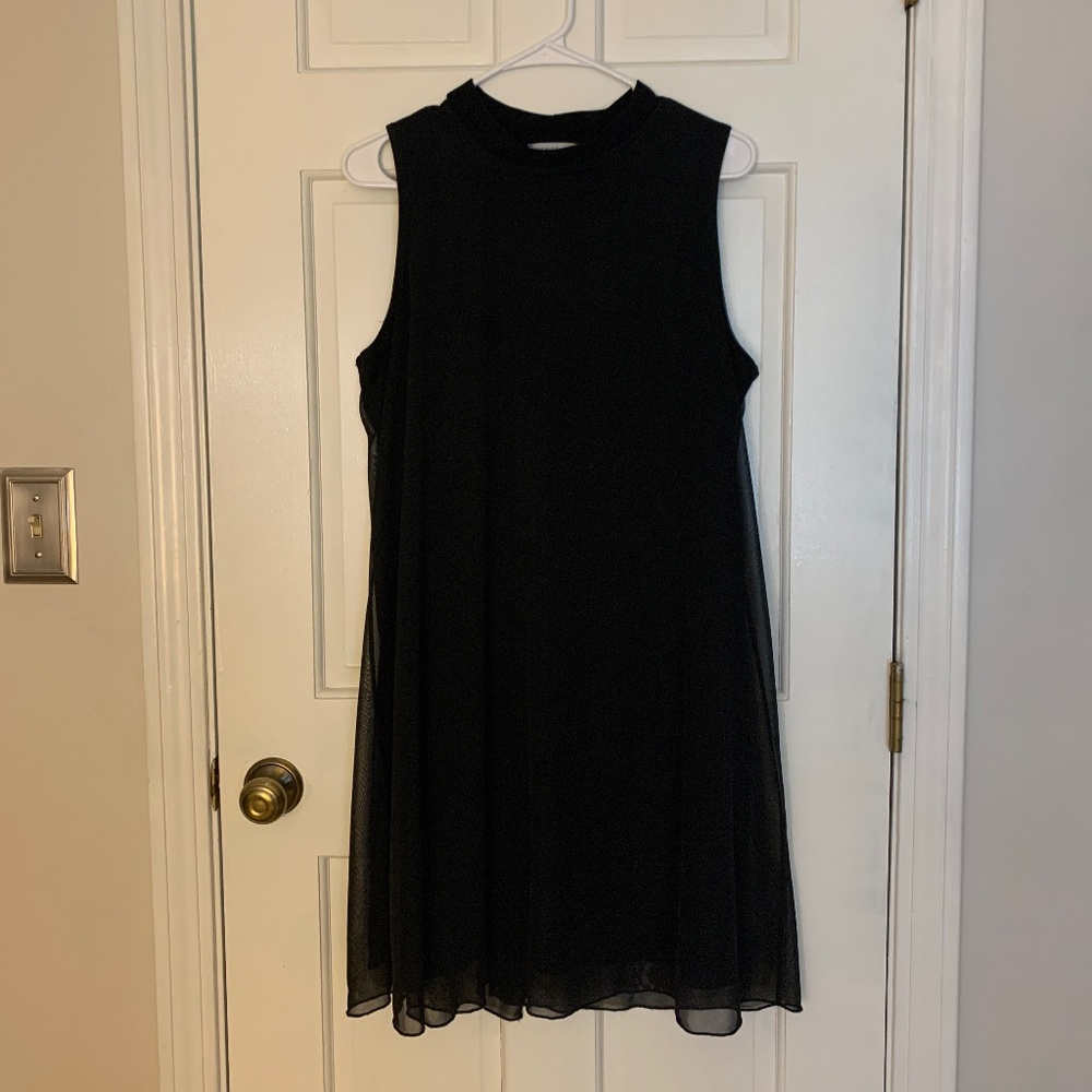 Annalee + Hope Black Sheer Trapeze Dress